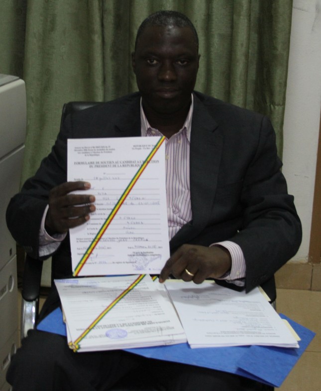 Getting ready to submit the sponsorship signatures to the Malian Constitutional Court 
